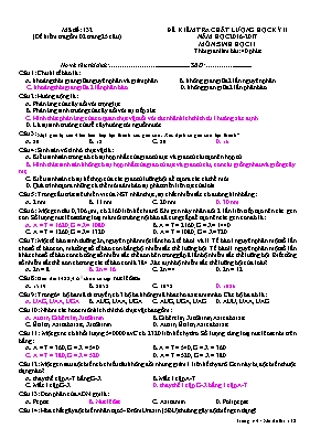 Đề kiểm tra chất lượng học kỳ II môn Sinh học Lớp 11 - Mã đề 132 - Năm học 2016-2017